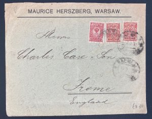 1911 Warsaw Poland Russia Commercial Cover To Frome England