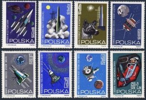 Poland 1291-1297, B108, MNH. Mi 1553-1560. Space research, 1964. Y.Gagarin, Dog.