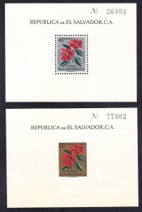 El Salvador 718 & C192 Mint OG 1960 Poinsettia Flower Mini Reg & Airmail Sheets