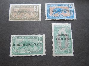 French Ubangi-Shari 1915 Sc 1,3,7,11 MH