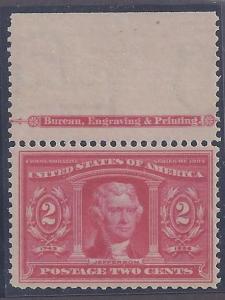 Scott #324 Mint with Imprint NH OG VF