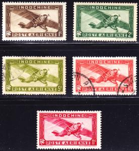 Indo-China Scott C1-C5  F to VF mint & used.