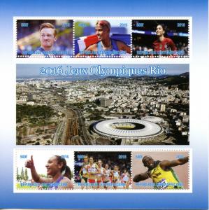 Central African Republic 2016 MNH Rio Olympics 6v M/S Usain Bolt Mo Farah Stamps