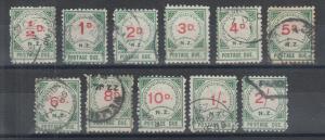 New Zealand Sc J1-J11 used. 1899 bicolor Postage Dues, complete set, F-VF