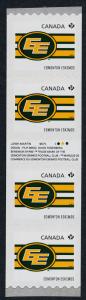 Canada 2560i Gutter pair coil strip MNH CFL Edmonton Eskimos, Sports