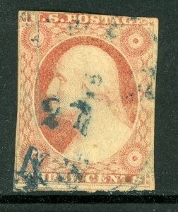 USA 1851 Washington 3¢ Orange Brown Type II Scott #10A VFU R493