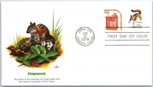 US FLEETWOOD CACHETED FIRST DAY COVER CHIPMUNK 13c DEFINITIVE CAPEX TORONTO 1978