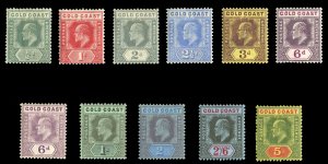 Gold Coast #56-64 Cat$263, 1907-13 Edward, complete set, hinged