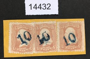 MOMEN: US STAMPS # 65 BLUE 10 CANCEL USED LOT #14432