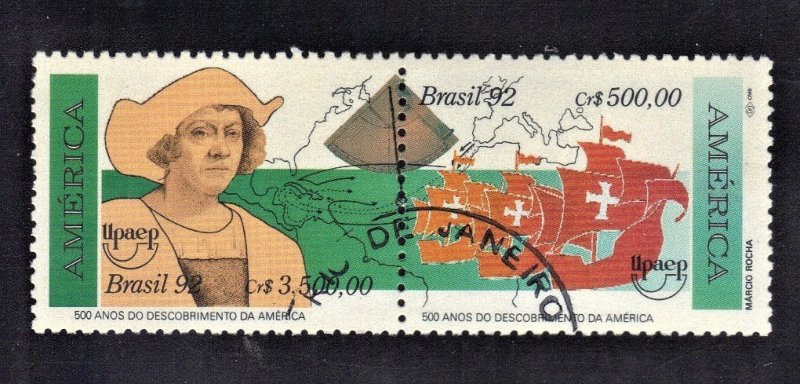 BRAZIL SCOTT# 2360-61 CONNECTED PAIR USED 500,3500cr 1992