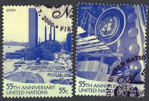 United Nations #779-780 33¢ & 55¢ 55th Anniversary of the UN (2000). Used.