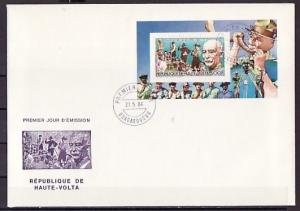 Burkina Faso, Scott cat. C302a. Scout B. Powell s/sheet. First day cover. ^