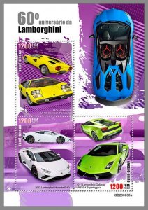 GUINEA-BISSAU 2023 MNH IMPERF. 60th anniversary of Lamborghini M/S #630a