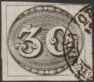 Brazil 1843 Sc 1a used intermediate impression thinner paper