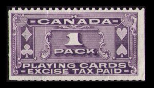 SALE CANADA REVENUE 1947 TAX PAID OLD #FPC1, 1 PACK PLAYING CARDS STAMP, CV $10.