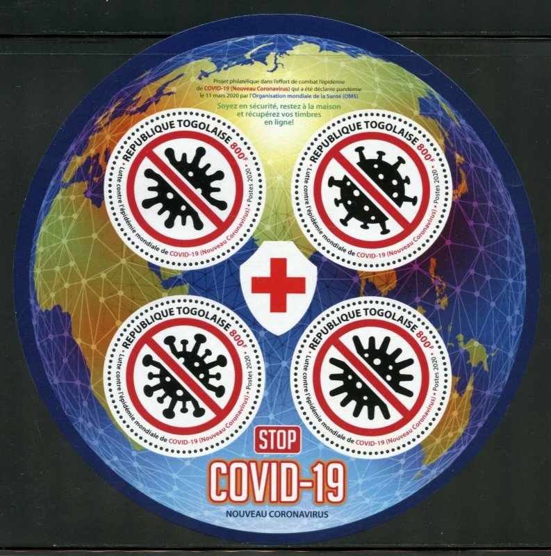 TOGO 2020 VIRUS PANDEMIC SHEET  MINT NH