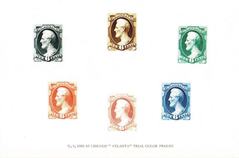 Von corp EDUCARD No.119 Proof Card 1881 Lincoln AtlantaTrial Color with Cover