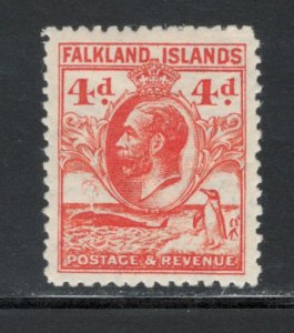 Falkland Islands 1929 King George V 4p Scott # 58 MH