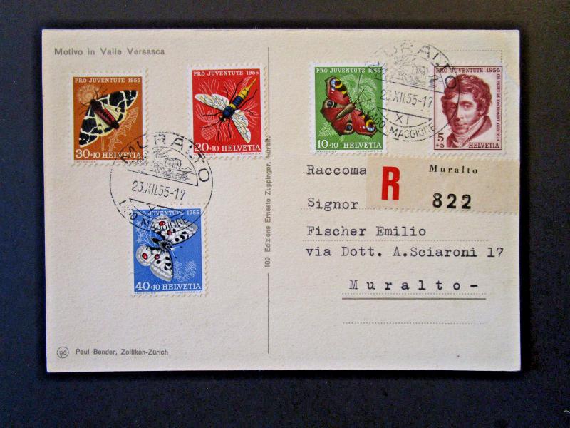 Switzerland 1955 Pro Juventute Series on Registered Postcard - Z5130