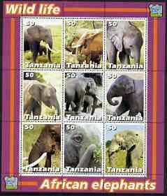 Tanzania 2003 Wild Life - Elephants perf sheetlet contain...