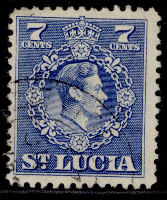 ST. LUCIA GVI SG152, 7c ultramarine, FINE USED. 