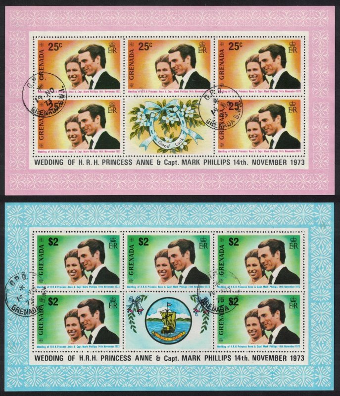 Grenada Princess Anne Royal Wedding 2v Sheetlets 1973 Canc SG#582-583