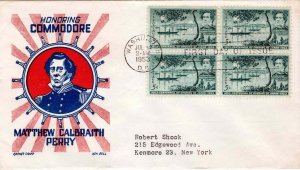 USA 1953 FDC Sc 1021 Ken Boll Cachet Craft Commodore Perry First Day Cover