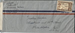 Habana, Cuba to Philadelphia, Pa 1942 Airmail Censored (C4610)