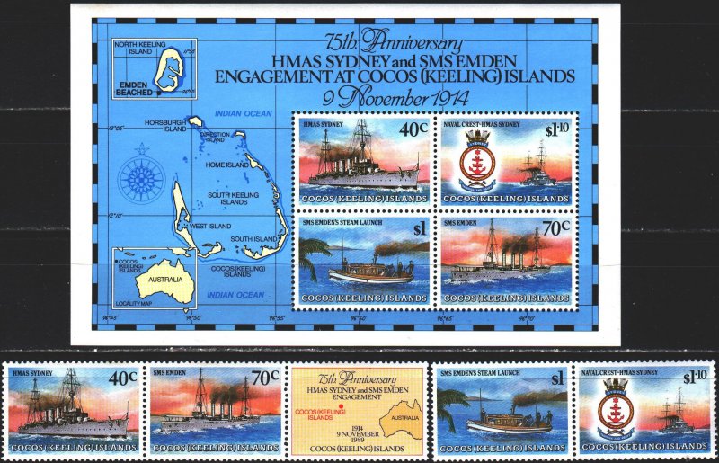 Cocos Islands. 1989. 220-23, bl8. Steamboats. MNH.