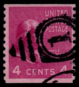 U.S. Scott #843: 1939 4¢ James Madison Vertical Coil, Used, F/VF