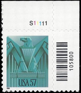 #3471a 57c Art Deco Eagle P# 2001 Mint NH