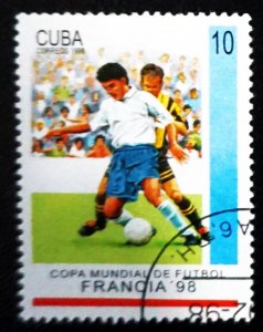 CUBA Sc# 3896  WORLD CUP OF SOCCER France football 10c  1998 used