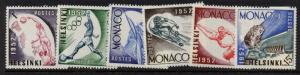 Monaco 295-300 MNH Olympic Games, Basketball, Soccer, Cycling, Sailing