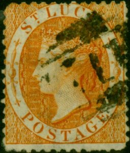 St Lucia 1864 (1s) Orange SG14b Fine Used