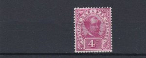 SARAWAK  1899  4C CARMINE M H TONE SPOT