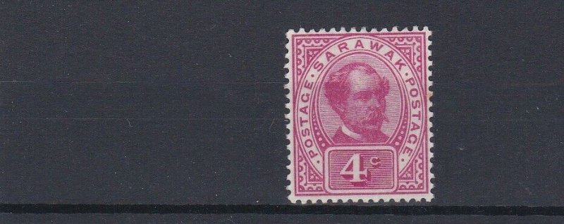 SARAWAK  1899  4C CARMINE M H TONE SPOT