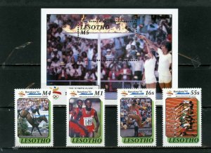 LESOTHO 1990 SUMMER OLYMPIC GAMES BARCELONA SET OF 4 STAMPS & S/S MNH