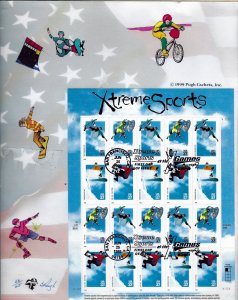 Large Pugh Designed/Painted Xtreme Sports FDC...64 of 65 created!