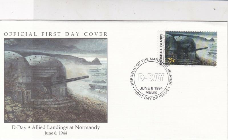 Marshall Islands 1994 D-Day Landings Normandy Pic + Stamp FDC Cover Ref 32036