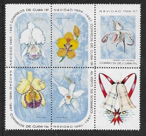 Cuba # 1193a - Orchids & Christmas Bell - Block - MNH.....{Z31}