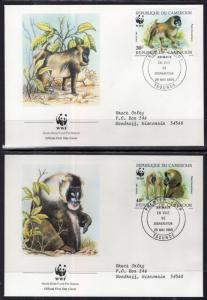 Cameroun 843-846 Apes Set of Four Typed FDC