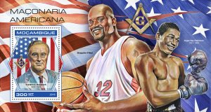 Mozambique Freemasons Stamps 2018 MNH Franklin Roosevelt Shaquille O'Neal 1v S/S