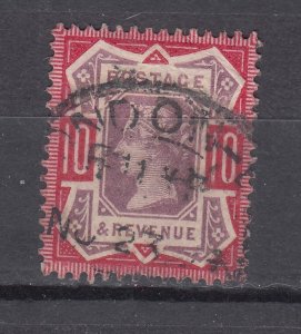 J44112 JL Stamps 1887-92 great britain 10p  used #121 queen $42.50 scv