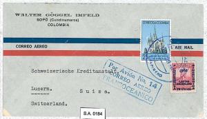 COLOMBIA - POSTAL HISTORY  -  AIRMAIL COVER to SWITZERLAND - 1953 - Por Avion 14