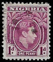 Nigeria #65 Used LH; 1p King George VI (1944) (2)