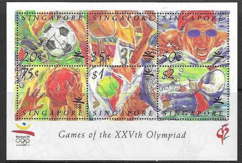 SINGAPORE SGMS687 1992 OLYMPIC GAMES USED 