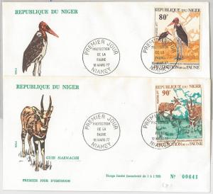 56642 - FAUNA Animals BIRDS -  NIGER -  POSTAL HISTORY: Set of 2 FDC COVER 1977