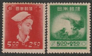 Japan 1948 Sc B9-10 set MH* some disturbed gum