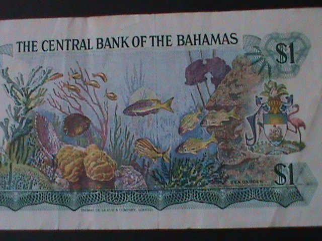 ​BAHAMAS-1974-CENTRAL BANK-$1 DOLLAR-NEAR UNCIR- NOTE- VF-50 YEARS OLD-