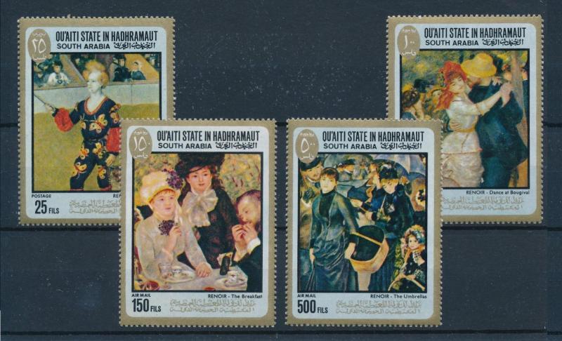 [95514] Aden Qu'aiti State Hadhramaut 1967 Paintings Renoir Clown Umbrella  MNH